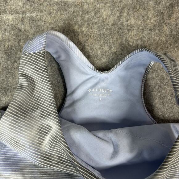Athleta Conscious Crop A-C Cup Bra Womens Small Striped Purple Blue Gray - Picture 7 of 7